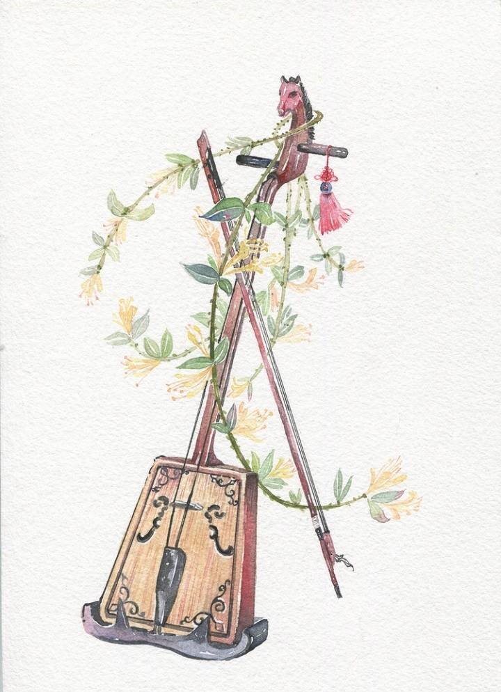 9款唯美古風圖片：一組古風樂器插畫！