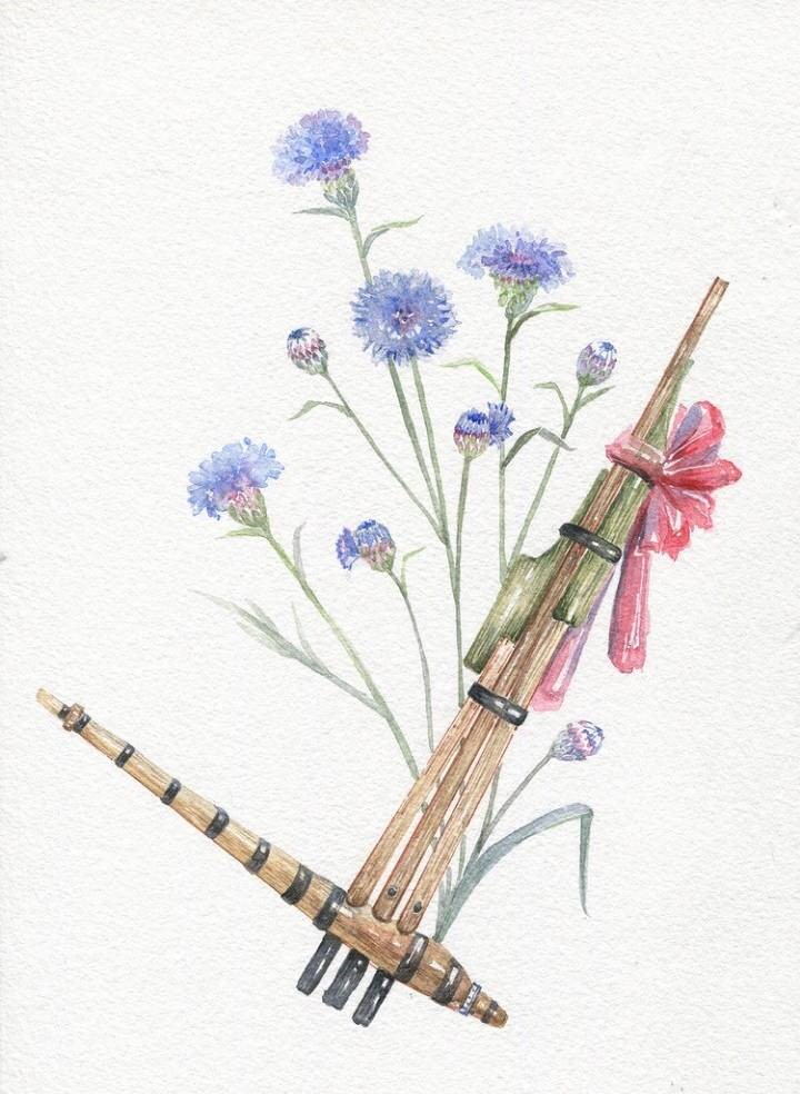 9款唯美古風圖片：一組古風樂器插畫！