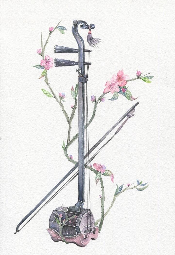 9款唯美古風圖片：一組古風樂器插畫！