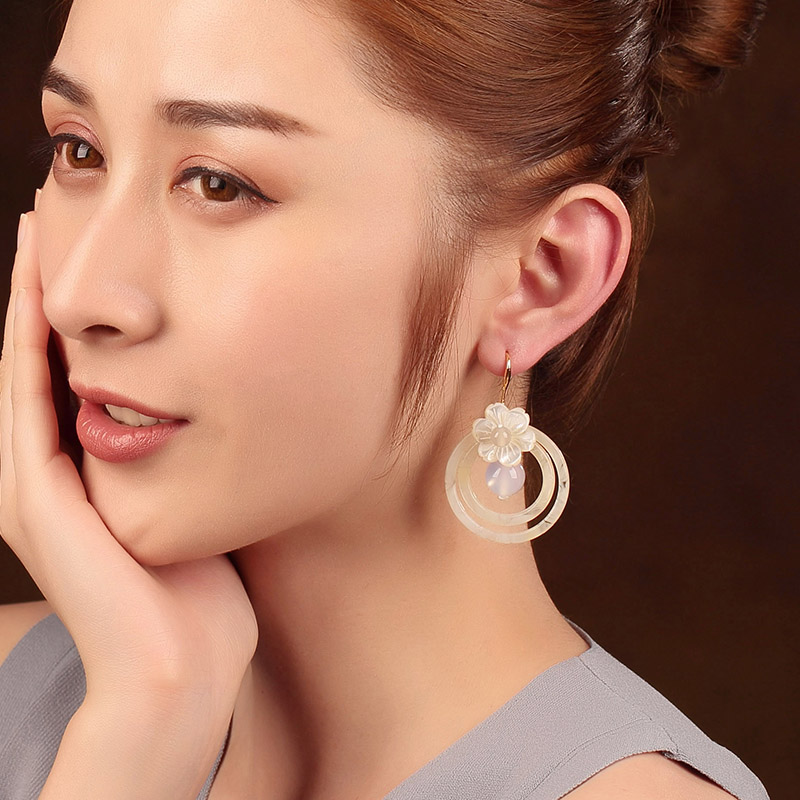夢里花古風(fēng)耳環(huán)，簡約潔白風(fēng)情首飾
