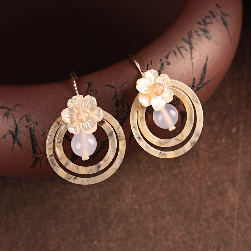 夢里花古風(fēng)耳環(huán)，簡約潔白風(fēng)情首飾