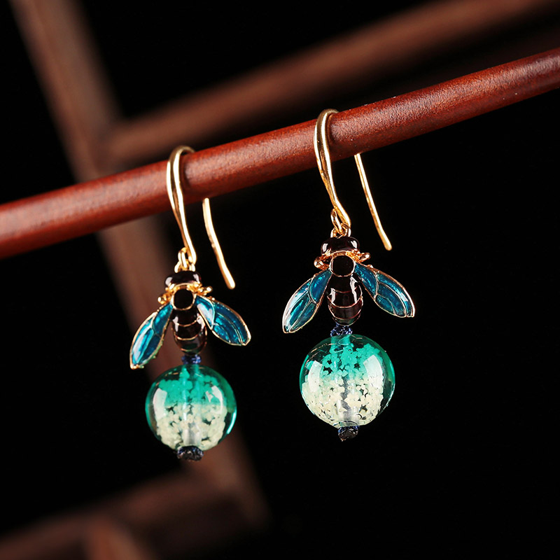 夜鳴古風(fēng)耳環(huán)，夜光琉璃首飾