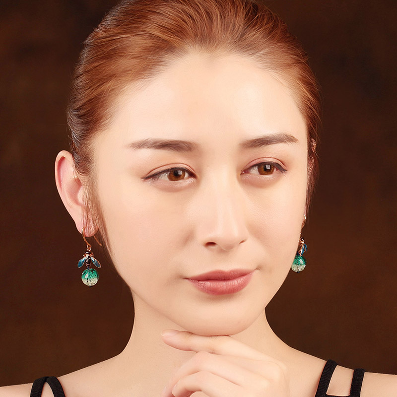 夜鳴古風(fēng)耳環(huán)，夜光琉璃首飾