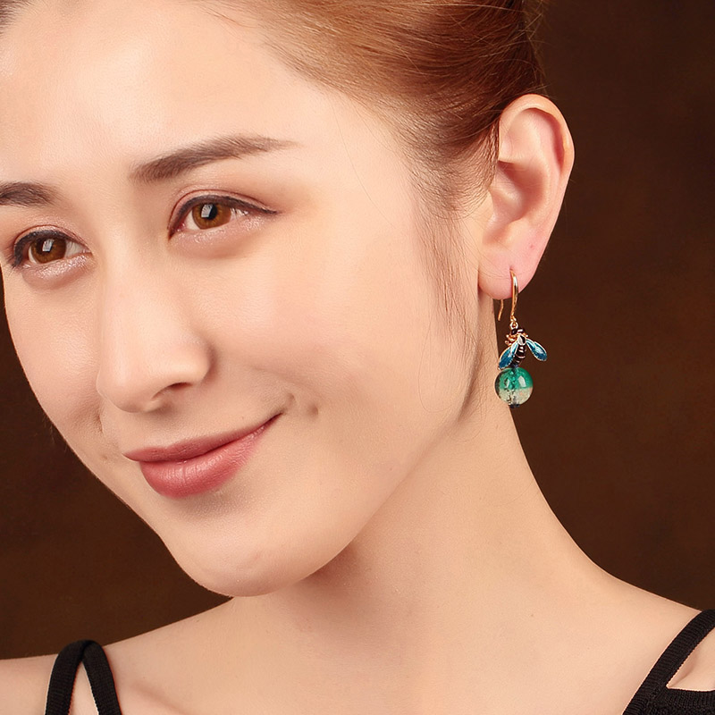 夜鳴古風(fēng)耳環(huán)，夜光琉璃首飾