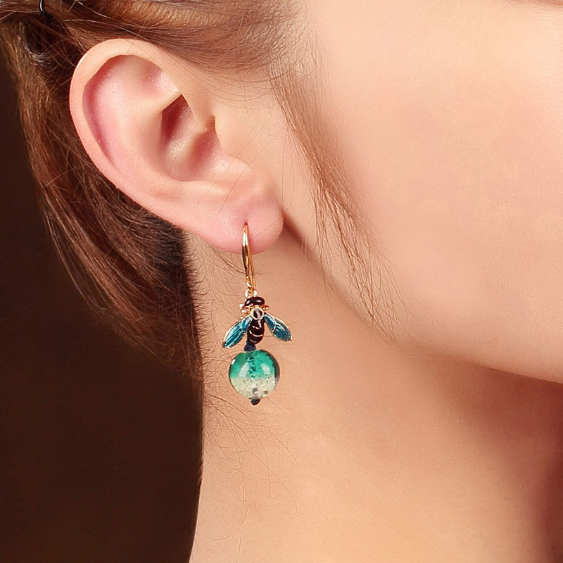 夜鳴古風(fēng)耳環(huán)，夜光琉璃首飾