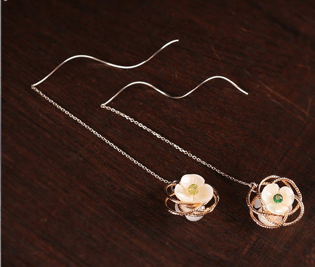 雅芊古風(fēng)耳環(huán)，純銀耳線首飾