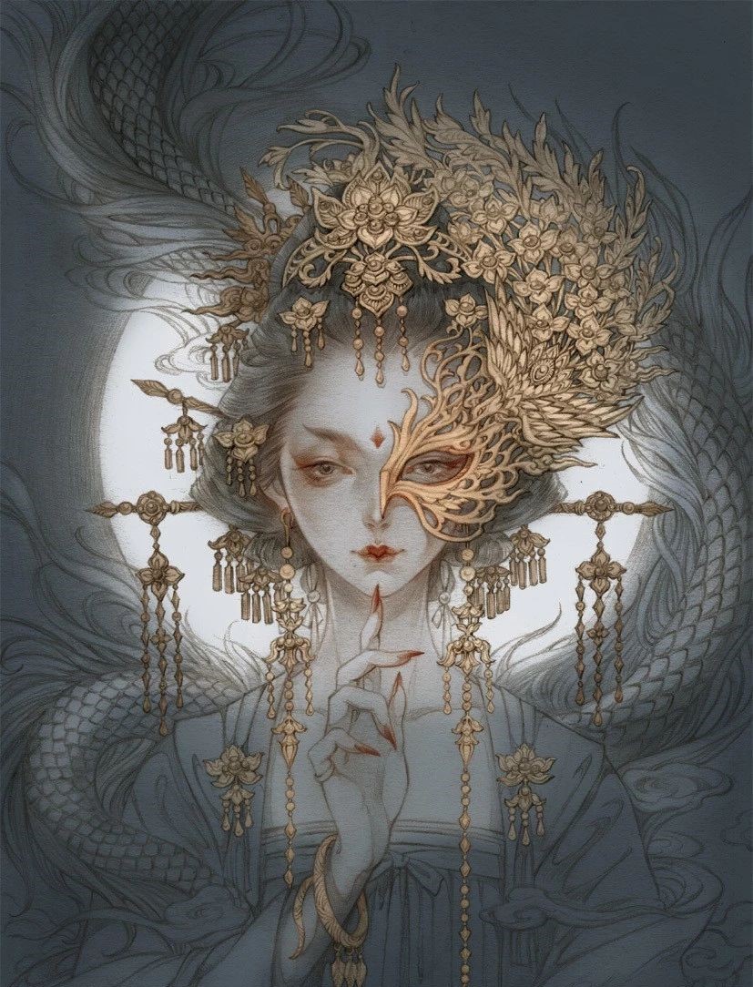 古風(fēng)美人插畫，一顰一笑令人神魂顛倒！