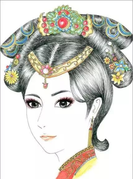 八款各朝代古裝發(fā)型:一組手繪彩鉛古裝發(fā)型