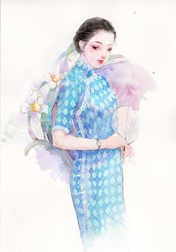 9款風情萬種旗袍女子插畫：一種傾國傾城的美