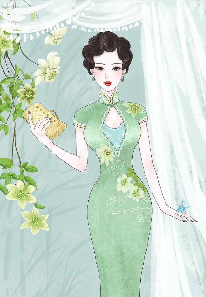9款風情萬種旗袍女子插畫：一種傾國傾城的美