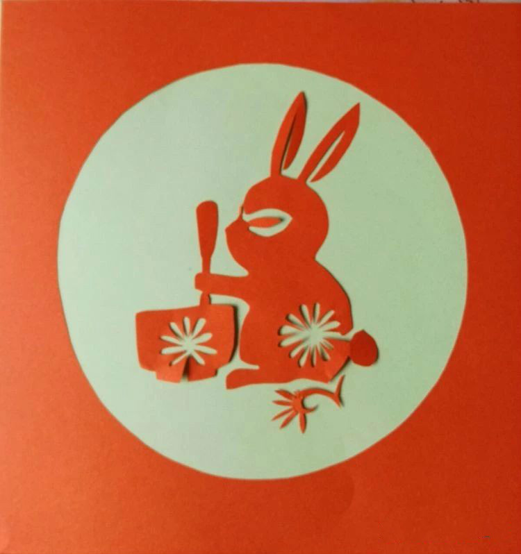 創(chuàng)意十足中秋玉兔剪紙，兔子鬧仲秋
