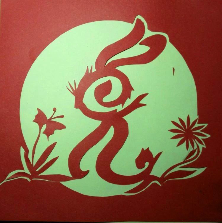 創(chuàng)意十足中秋玉兔剪紙，兔子鬧仲秋