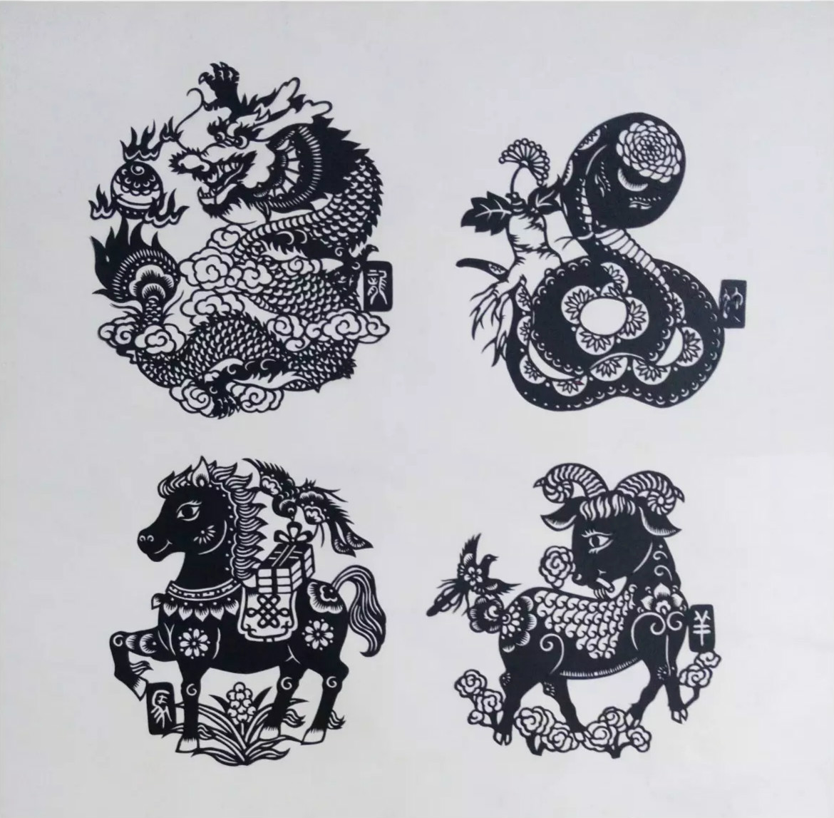 吉祥十二生肖剪紙圖片，薛娜剪紙作品欣賞