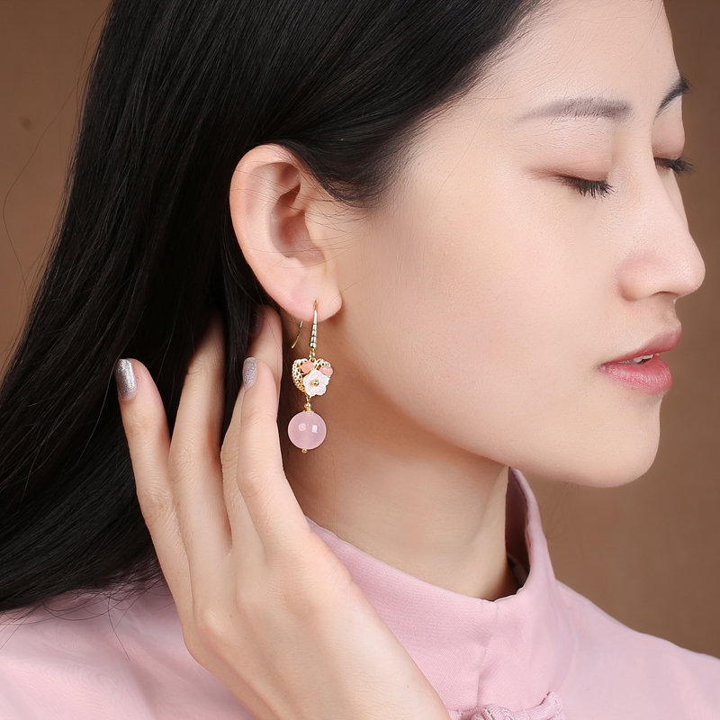 超仙粉色耳墜耳環(huán)，唯美少女心首飾