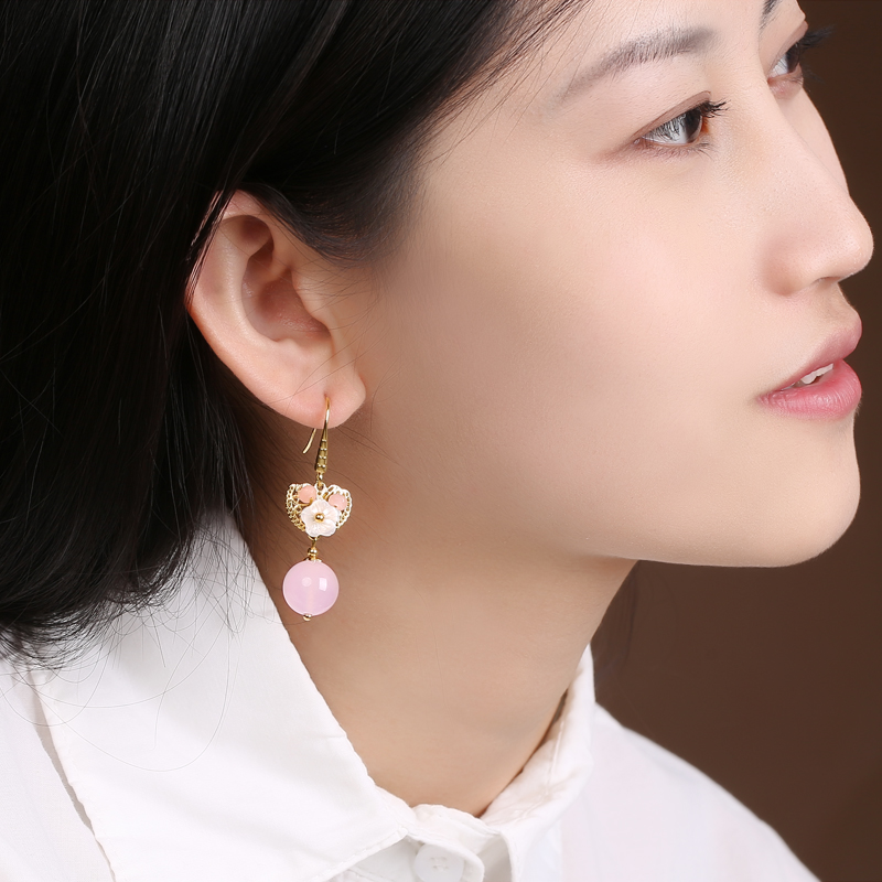 超仙粉色耳墜耳環(huán)，唯美少女心首飾