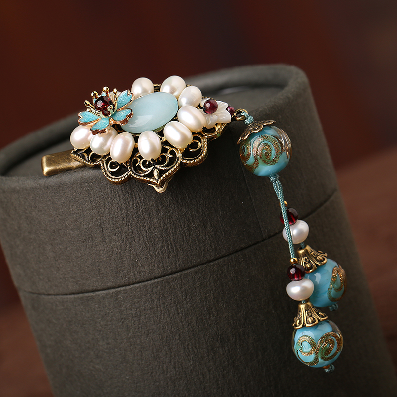 淡泊如水發(fā)夾：復(fù)古珍珠發(fā)夾頭飾