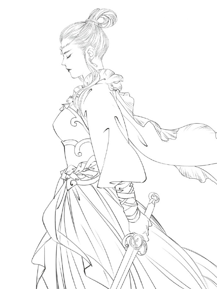 30款古風(fēng)人物線稿圖，古風(fēng)線稿臨摹圖