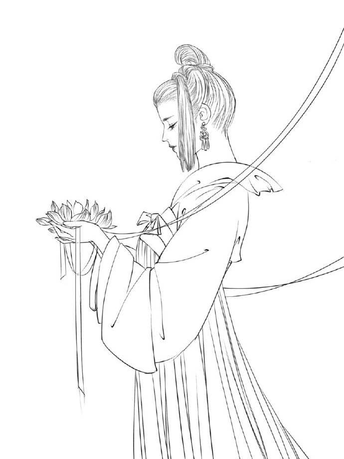 30款古風(fēng)人物線稿圖，古風(fēng)線稿臨摹圖