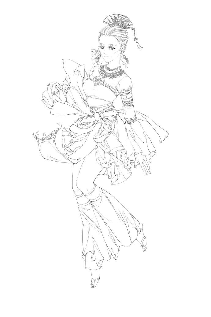 30款古風(fēng)人物線稿圖，古風(fēng)線稿臨摹圖