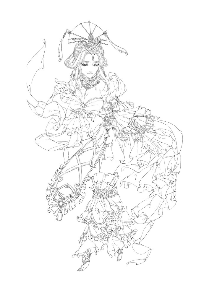 30款古風(fēng)人物線稿圖，古風(fēng)線稿臨摹圖