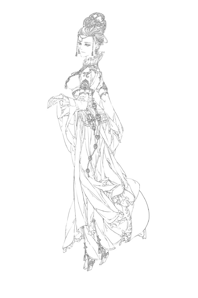 30款古風(fēng)人物線稿圖，古風(fēng)線稿臨摹圖