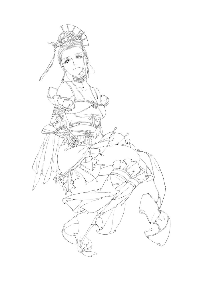 30款古風(fēng)人物線稿圖，古風(fēng)線稿臨摹圖