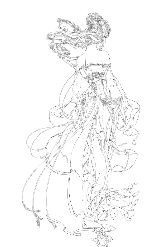 30款古風(fēng)人物線稿圖，古風(fēng)線稿臨摹圖