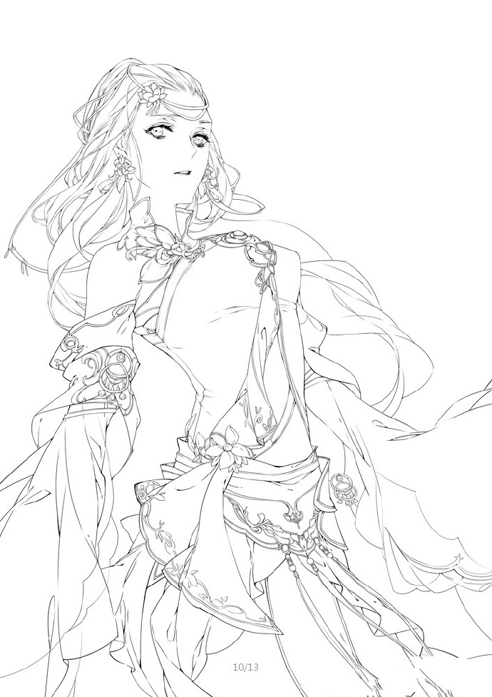 30款古風(fēng)人物線稿圖，古風(fēng)線稿臨摹圖