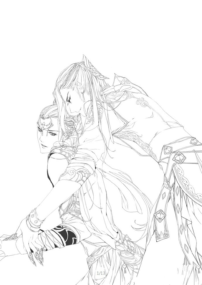 30款古風(fēng)人物線稿圖，古風(fēng)線稿臨摹圖