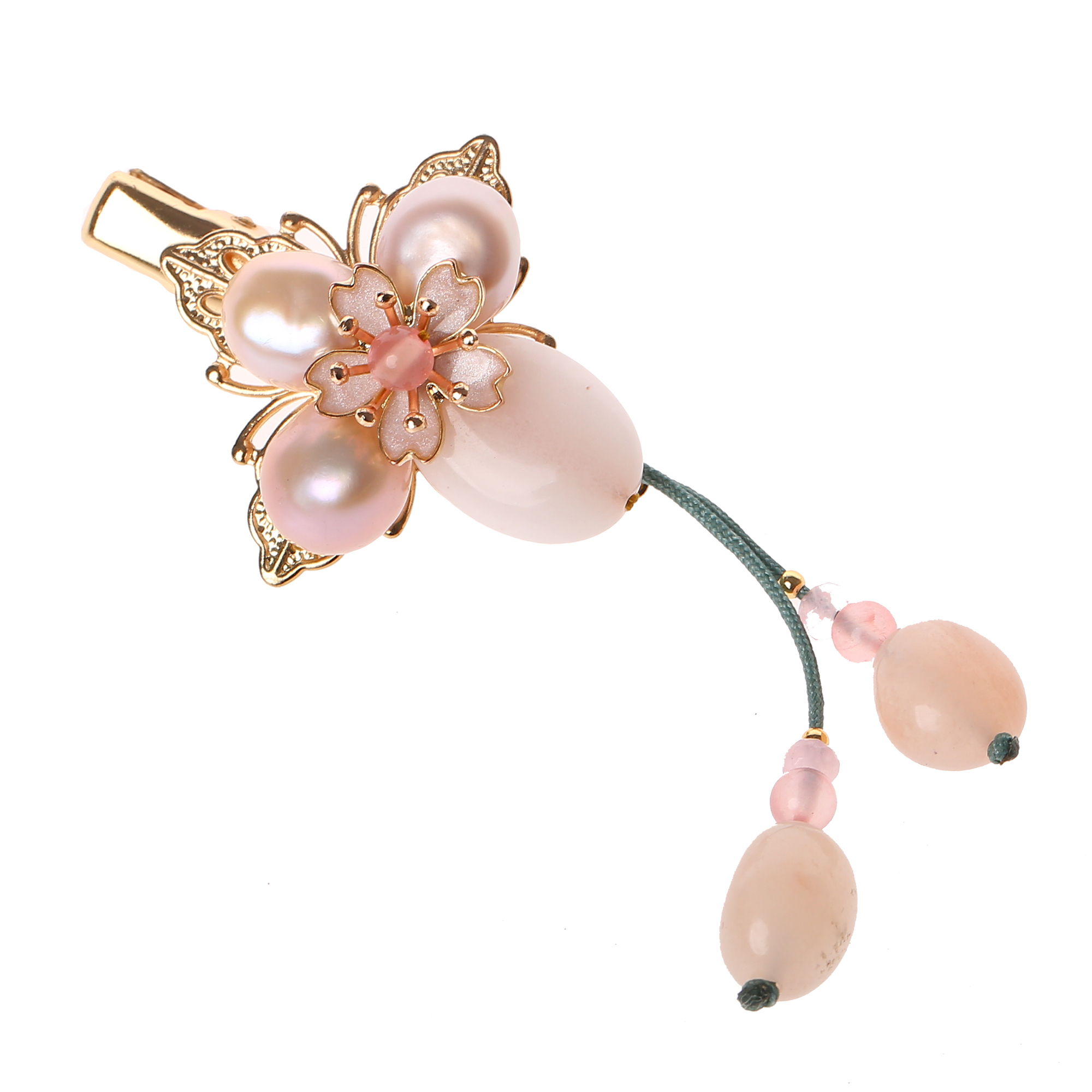 粉嫩珍珠發(fā)夾，淡雅精致的古風(fēng)頭飾