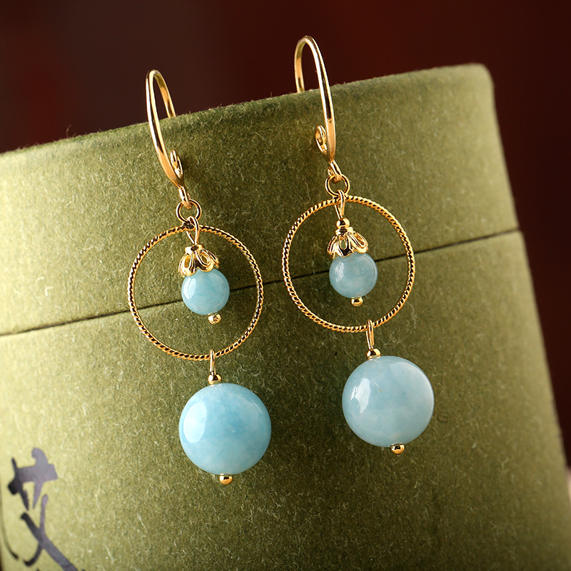 簡(jiǎn)約藍(lán)色系耳環(huán)，精致唯美的古風(fēng)首飾