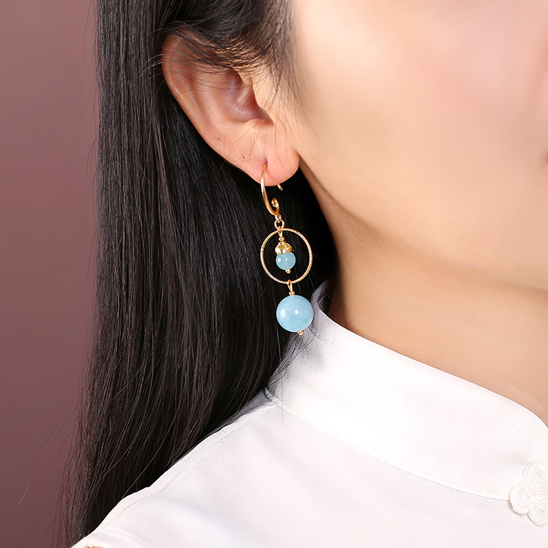 簡(jiǎn)約藍(lán)色系耳環(huán)，精致唯美的古風(fēng)首飾