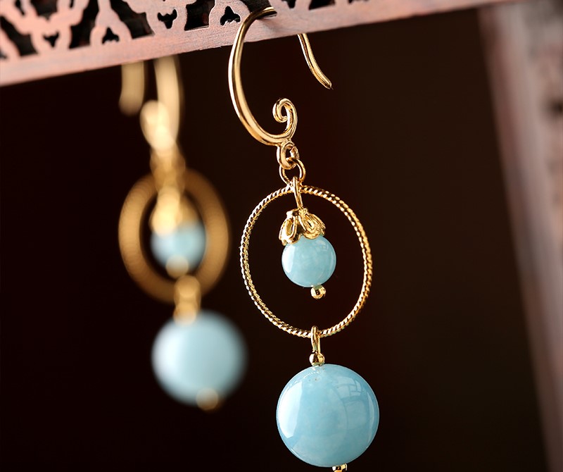 簡(jiǎn)約藍(lán)色系耳環(huán)，精致唯美的古風(fēng)首飾