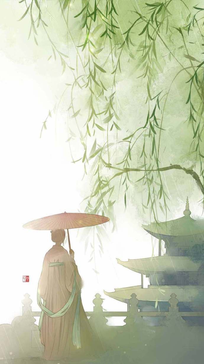 9款淡雅水彩禪意古風背景，古風手機壁紙圖片