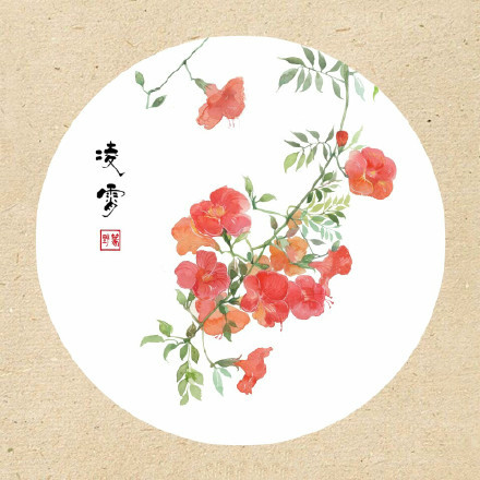 清新古風花卉插畫，可作頭像的花卉插畫圖片