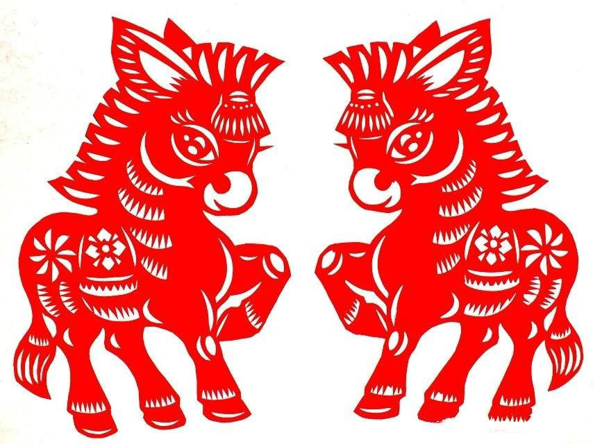 活潑可愛的小馬駒剪紙圖集(25張)，孫立峰作品