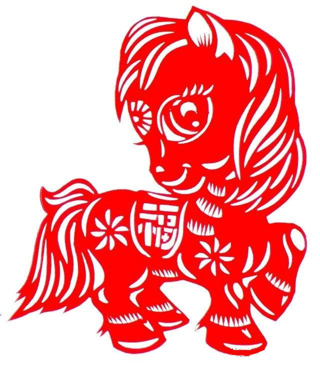 活潑可愛的小馬駒剪紙圖集(25張)，孫立峰作品