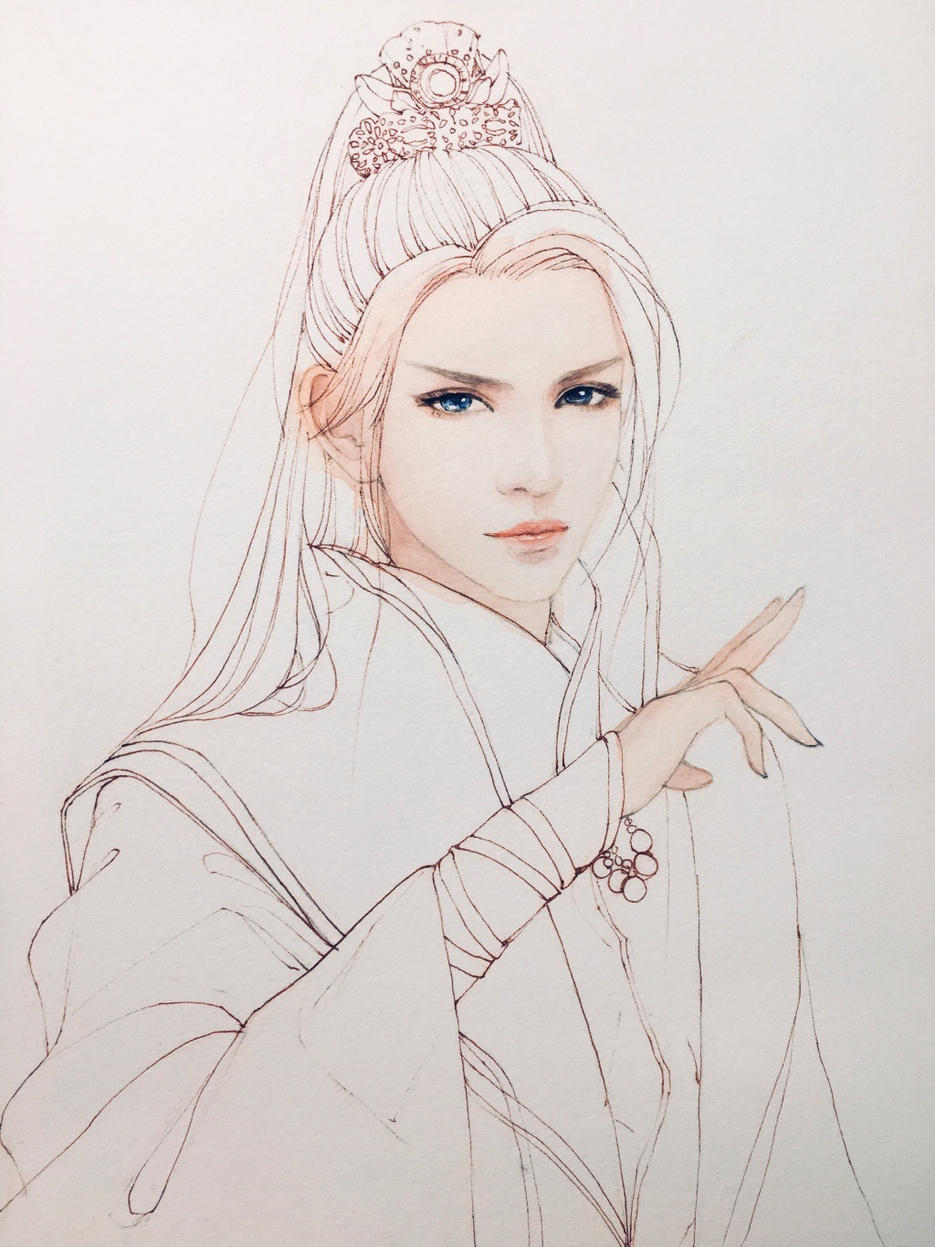 超詳細古風(fēng)美男上色步驟圖，可收藏做臨摹圖集