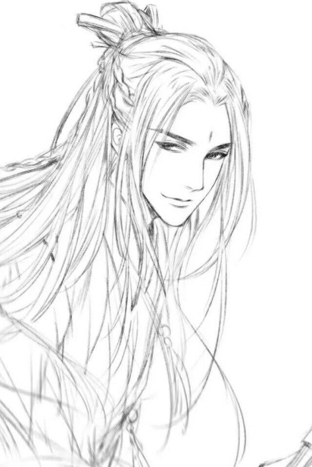 15張超帥古風美男線稿圖，古風人物線稿臨摹圖集