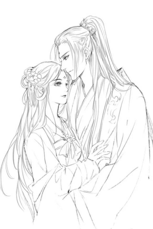 15張超帥古風美男線稿圖，古風人物線稿臨摹圖集