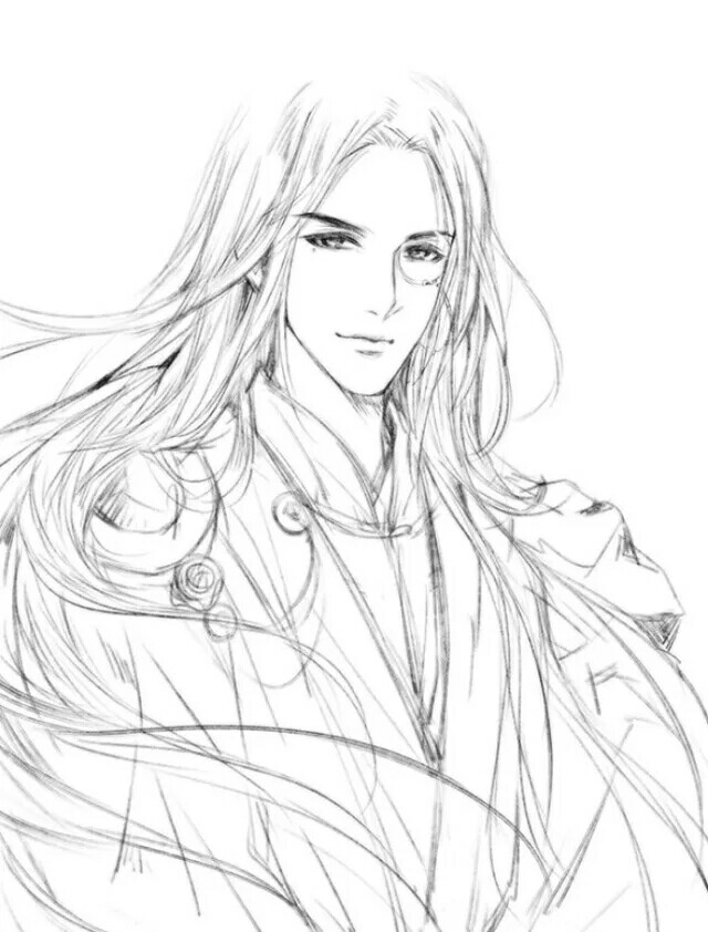 15張超帥古風美男線稿圖，古風人物線稿臨摹圖集