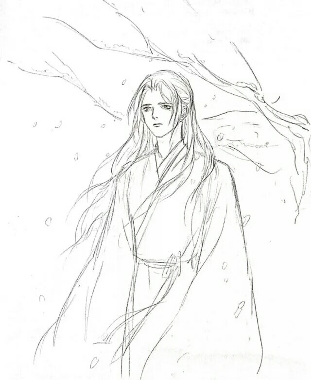 15張超帥古風美男線稿圖，古風人物線稿臨摹圖集