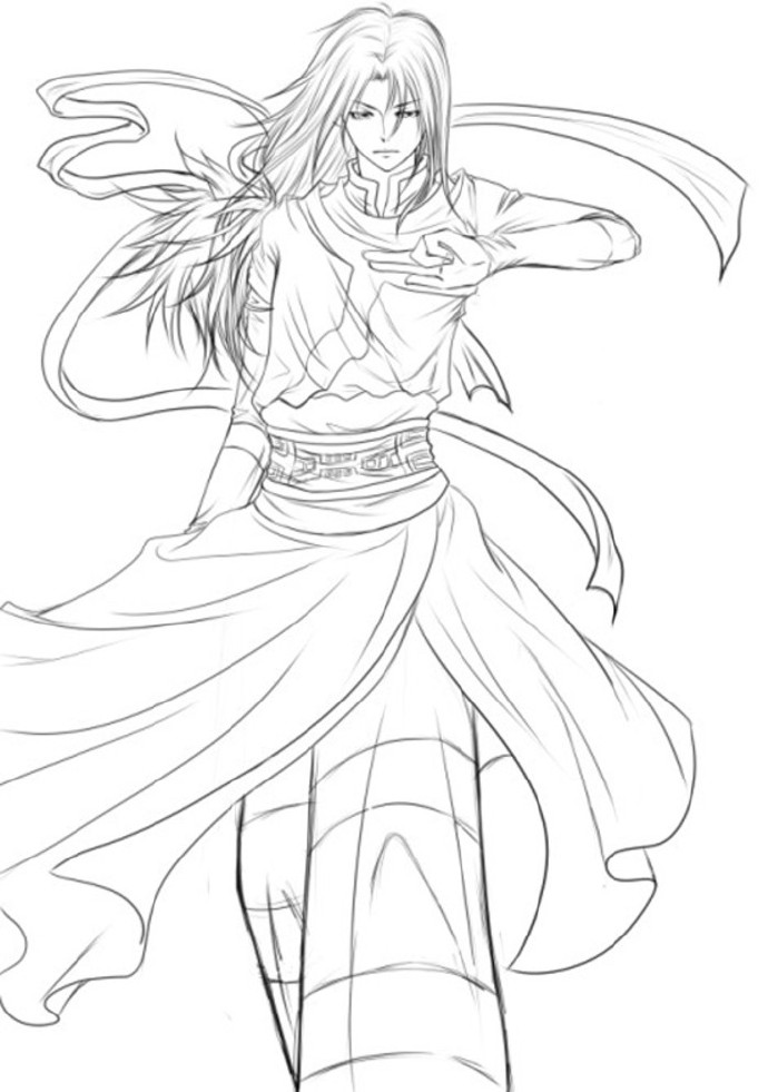 15張超帥古風美男線稿圖，古風人物線稿臨摹圖集