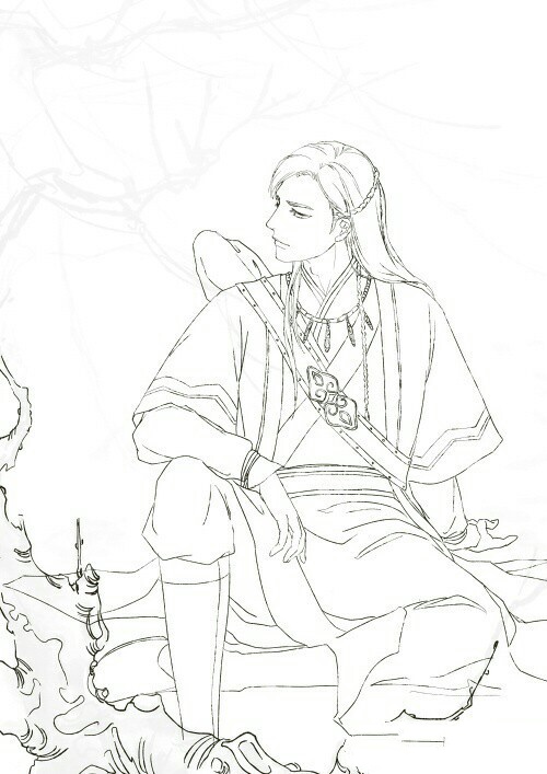 15張超帥古風美男線稿圖，古風人物線稿臨摹圖集
