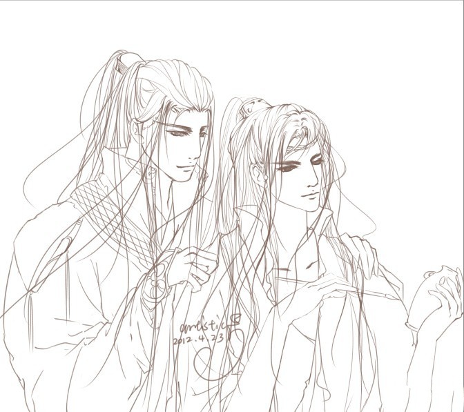 15張超帥古風美男線稿圖，古風人物線稿臨摹圖集