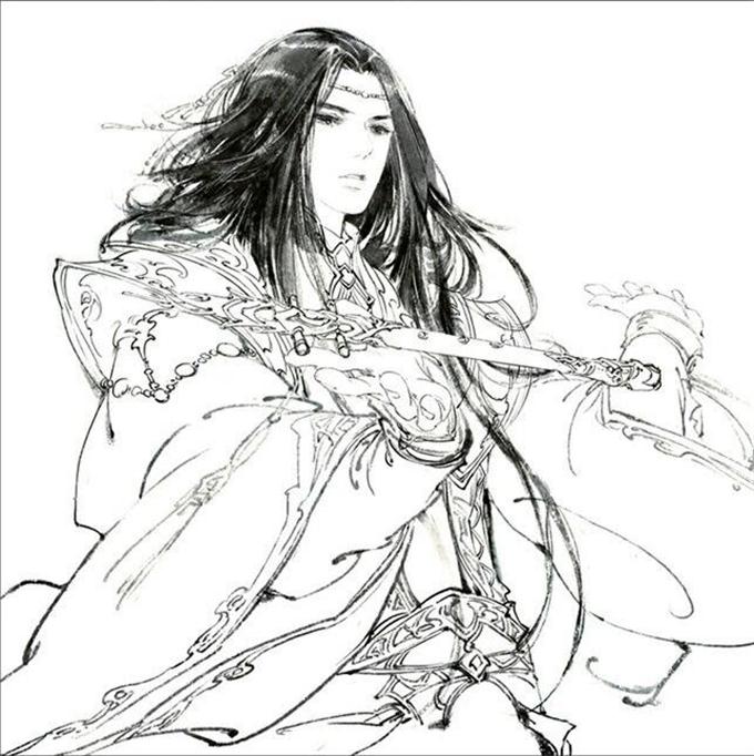 15張超帥古風美男線稿圖，古風人物線稿臨摹圖集