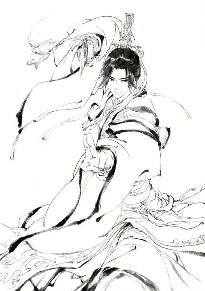 15張超帥古風美男線稿圖，古風人物線稿臨摹圖集