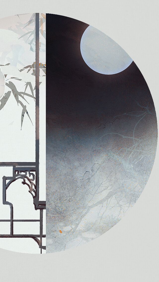 古韻意境之美手機壁紙，淡雅半圓畫面古風圖片