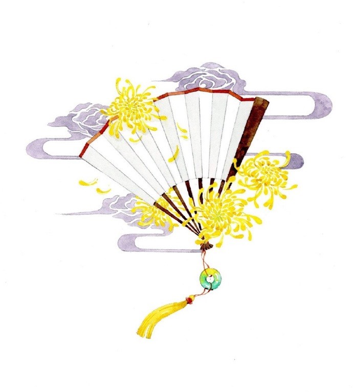 一組古風(fēng)配飾插畫系列，清新唯美古風(fēng)圖片