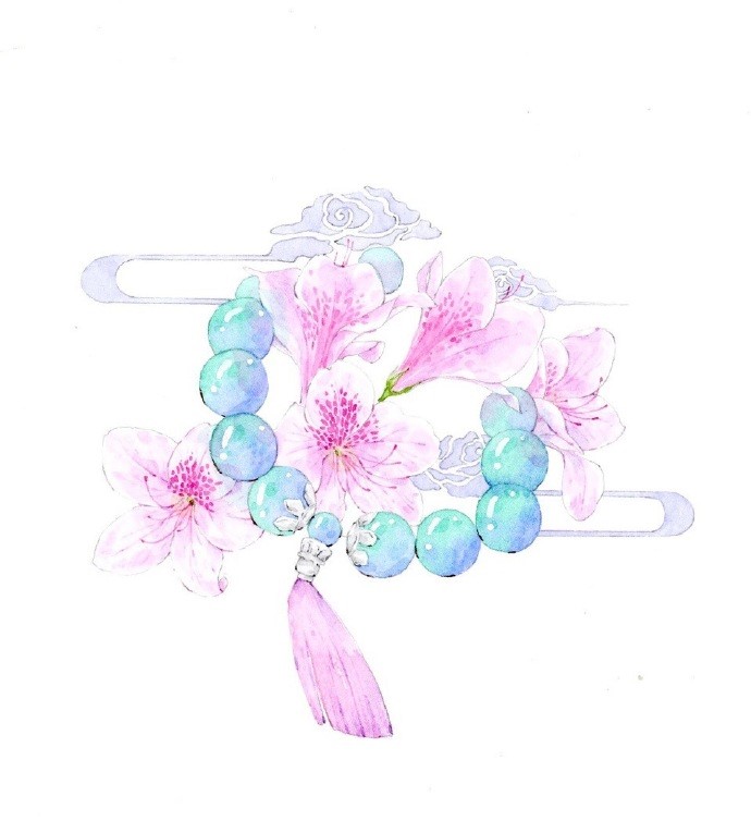 一組古風(fēng)配飾插畫系列，清新唯美古風(fēng)圖片